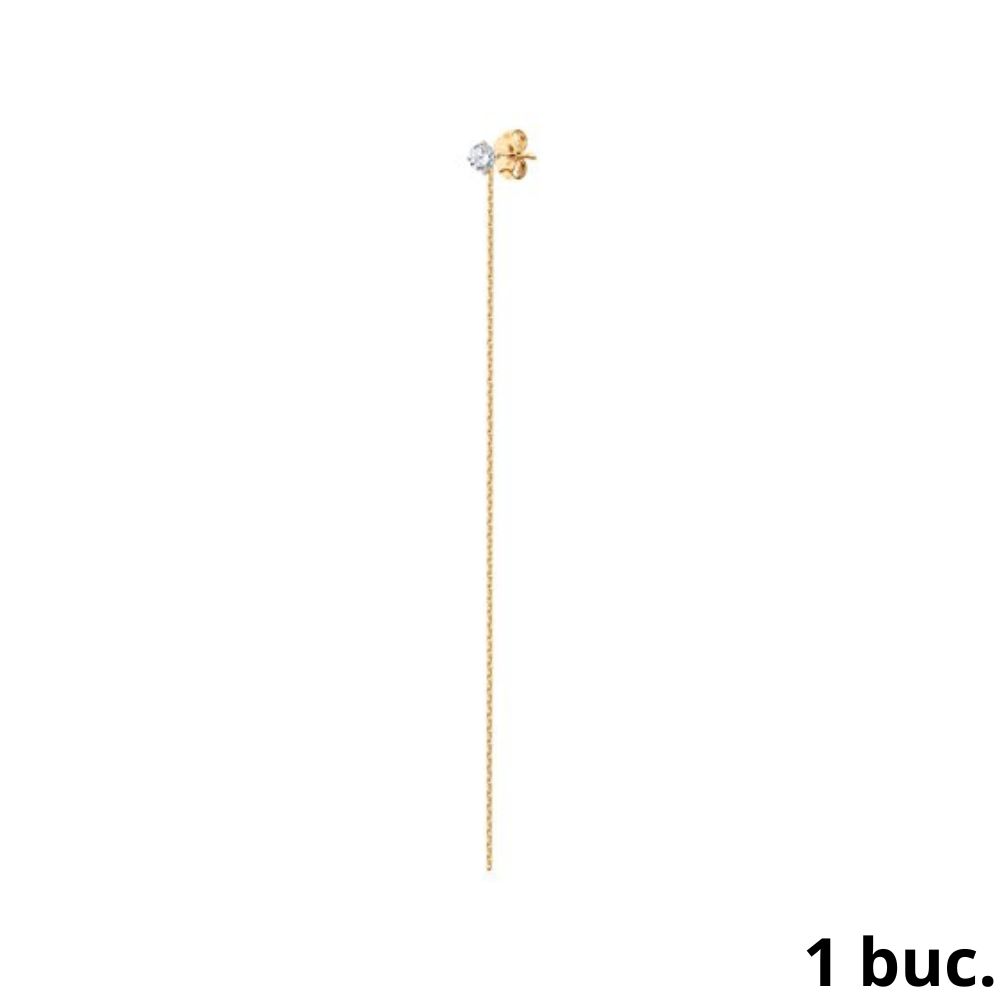 Серьга Одиночная из красного золота с камнями Фианит