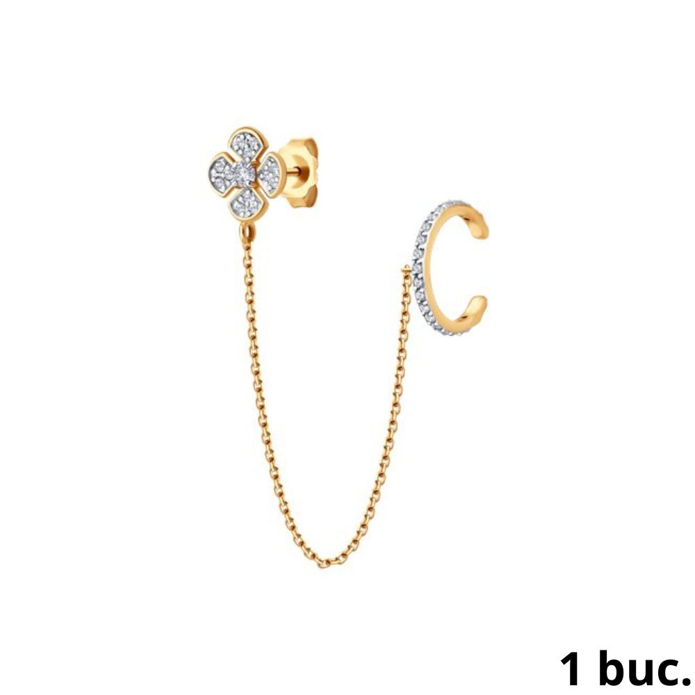 Cercel din aur roșu cu pietre Cubic Zirconia Incolor