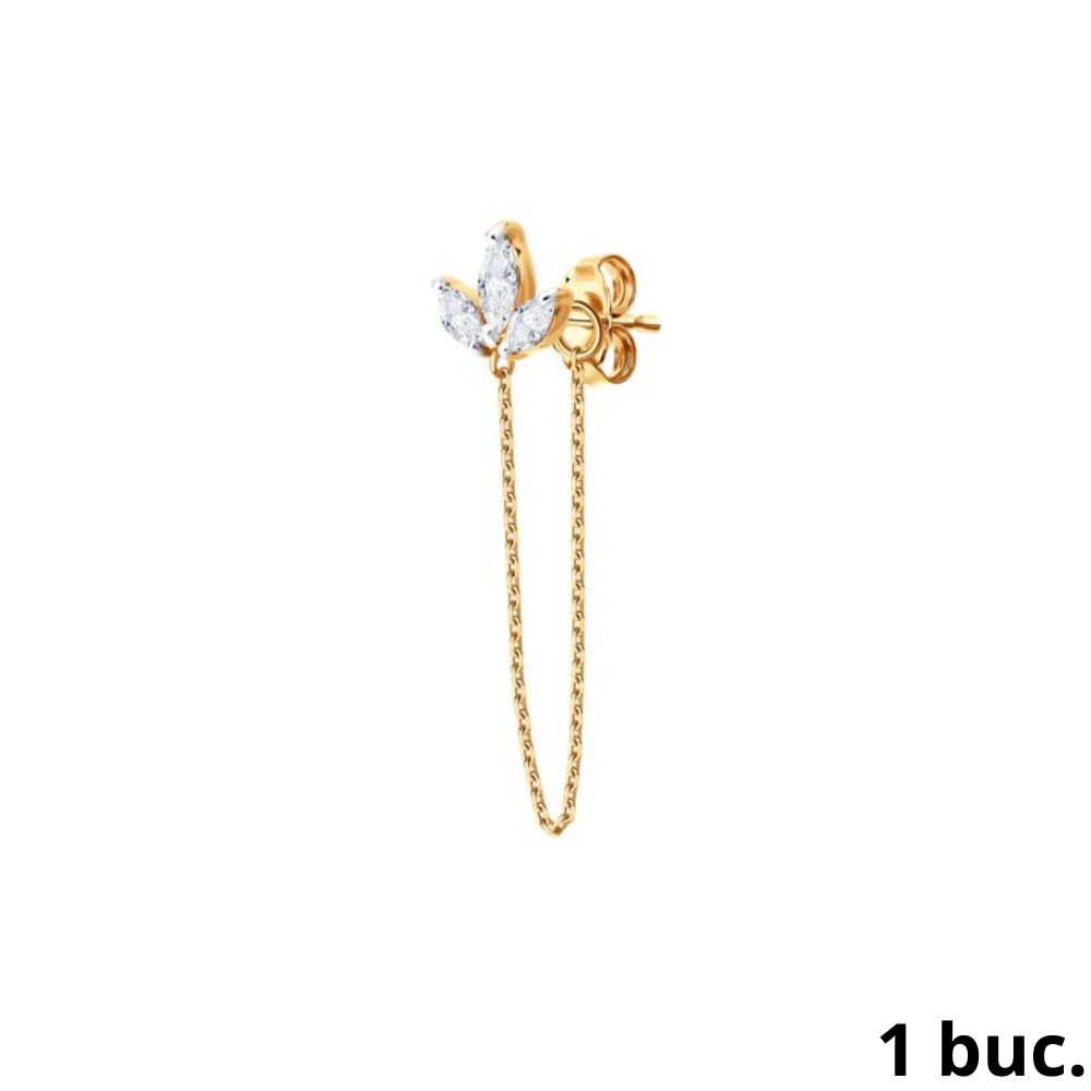 Cercel din aur roșu cu pietre Cubic Zirconia Incolor