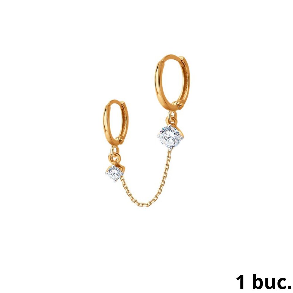 Cercel din aur roșu cu pietre Cubic Zirconia Incolor