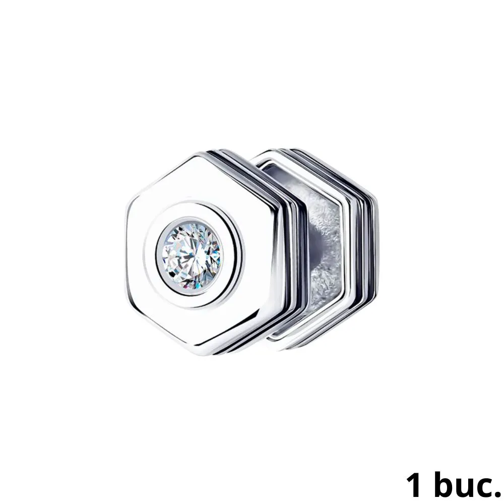 Cercel din argint cu Cubic Zirconia Incolor, Emailare