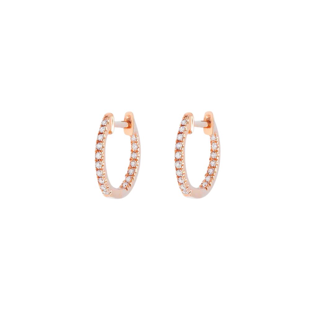 Cercei Creole din aur roz cu pietre Diamant