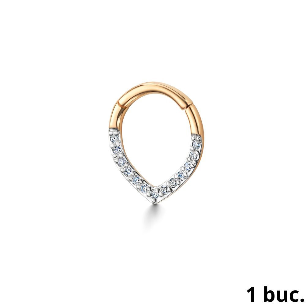 Cercel din aur roșu cu pietre Diamant