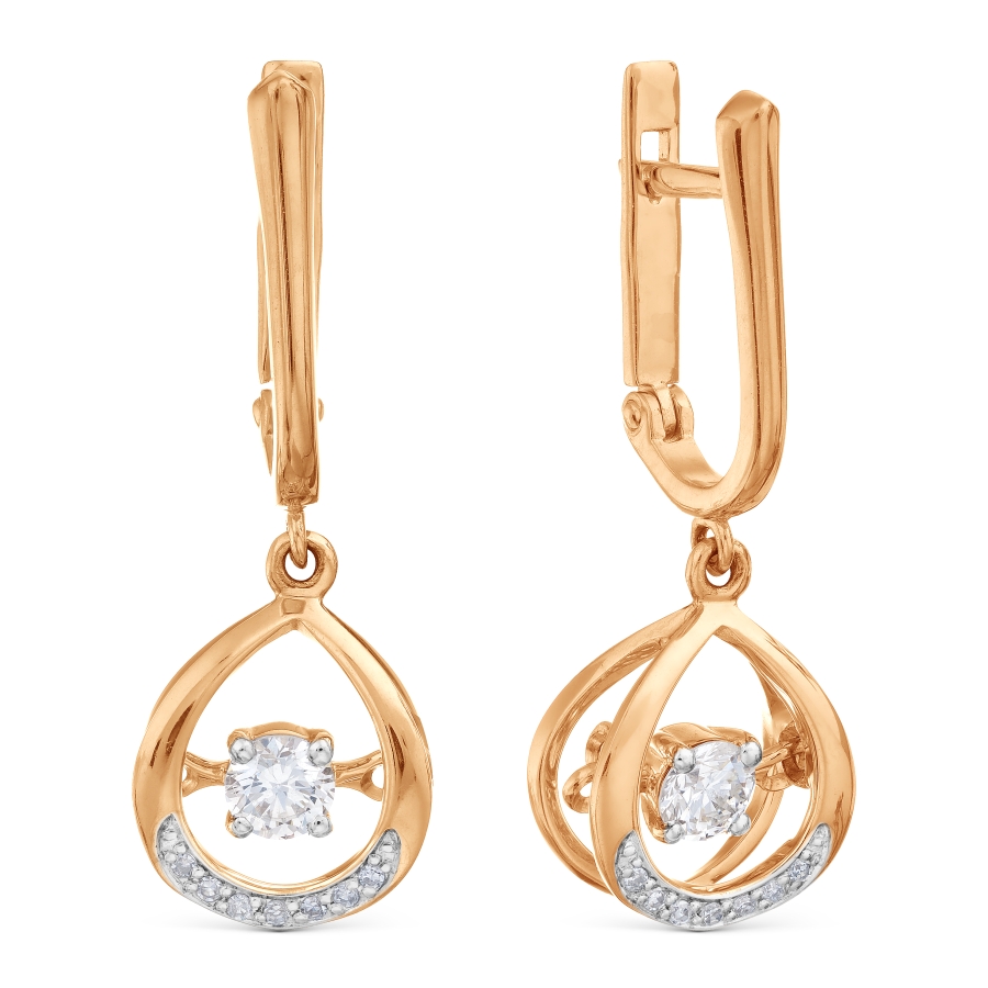 Cercei Suspendați din aur roșu cu pietre Diamant