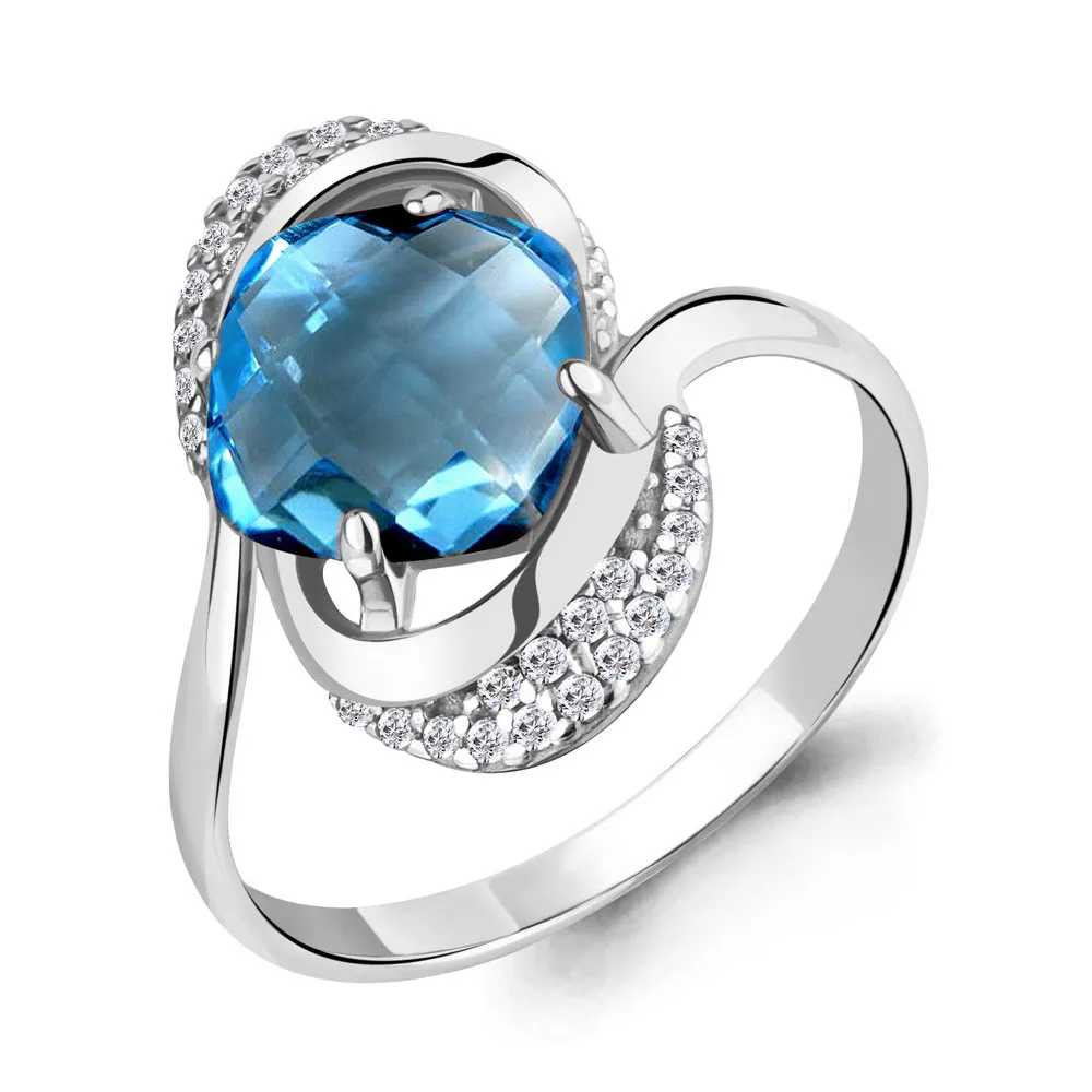 Inel din aur alb cu Cubic Zirconia Incolor, Topaz Swiss