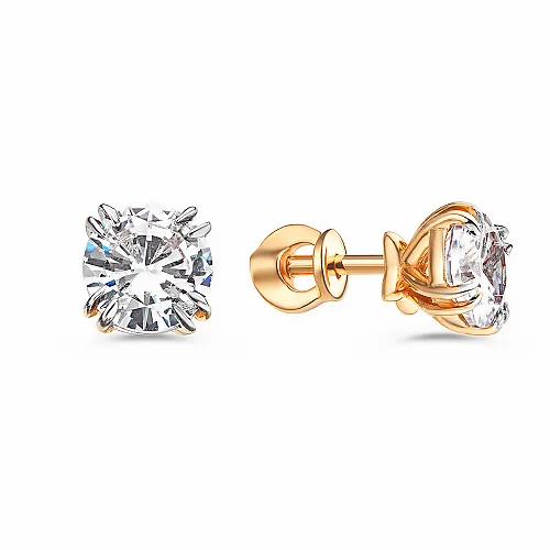 Cercei Pusete din aur roșu cu Cubic Zirconia Incolor