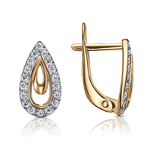 Cercei din aur roșu cu pietre Cubic Zirconia Incolor