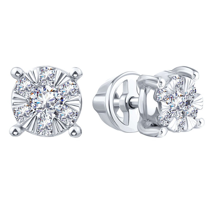 Cercei Pusete din aur alb cu Diamant