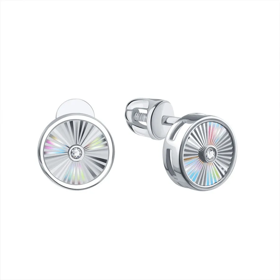 Cercei Pusete din aur alb cu Cubic Zirconia Incolor