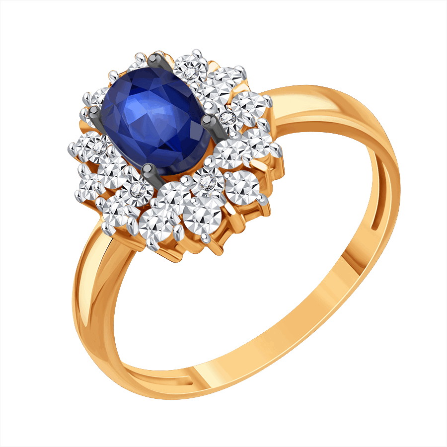 Inel din aur roșu cu pietre Diamant, Safir