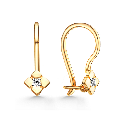 Cercei p-u copii din aur roșu cu pietre Cubic Zirconia Incolor