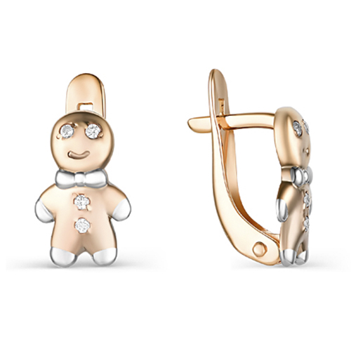 Cercei p-u copii din aur roșu cu pietre Cubic Zirconia Incolor