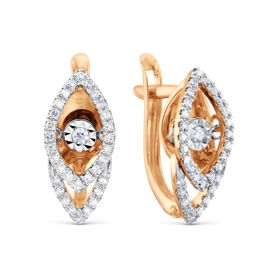 Cercei din aur roșu cu pietre Diamant