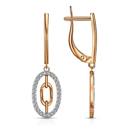 Cercei Suspendați din aur roșu cu Cubic Zirconia Incolor