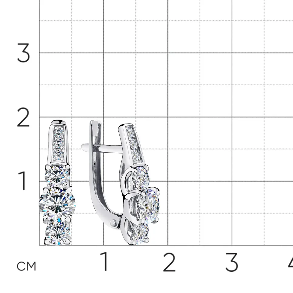Cercei din aur alb cu Cubic Zirconia Incolor