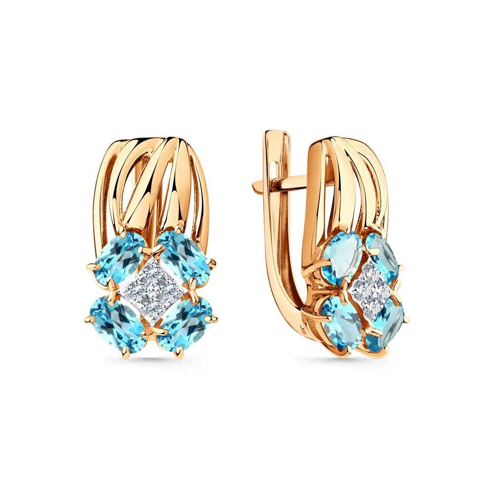 Cercei din aur roșu cu Cubic Zirconia Incolor, Topaz Swiss