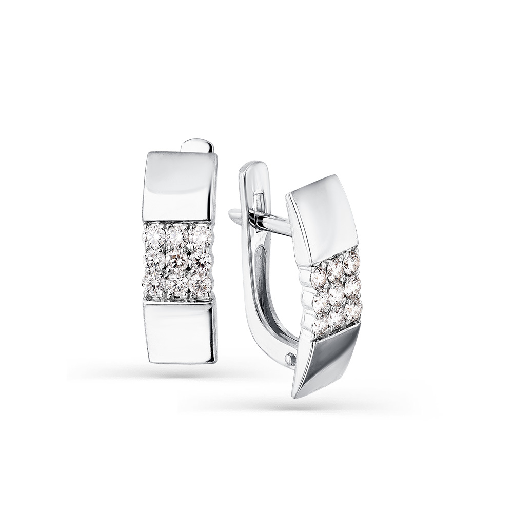 Cercei din aur alb cu pietre Diamant