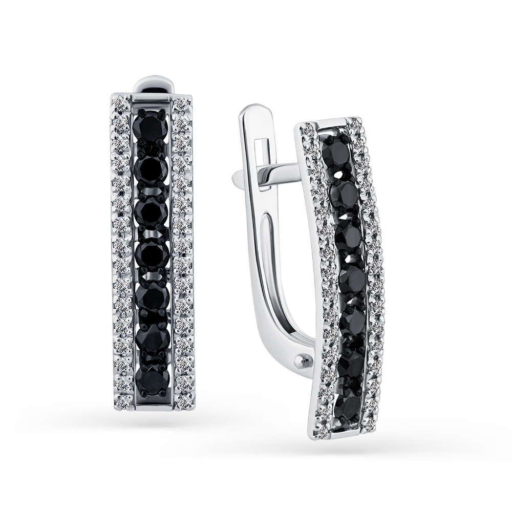Cercei din aur alb cu pietre Diamant, Diamant negru