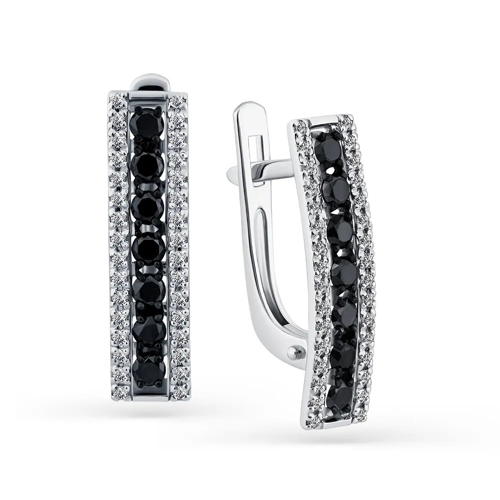 Cercei din aur alb cu Diamant, Diamant negru