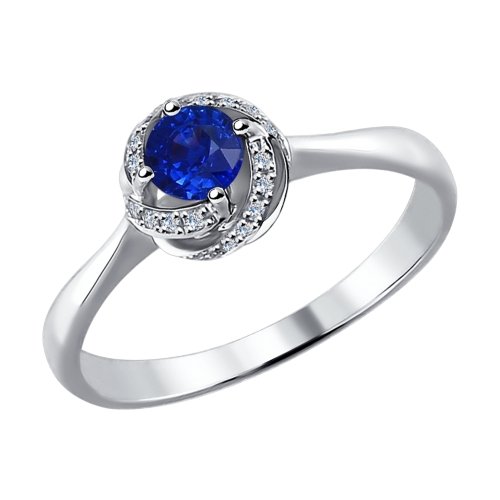 Inel din aur alb cu pietre Diamant, Safir