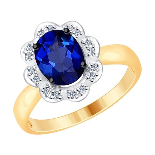 Inel din aur roșu cu pietre Diamant, Safir