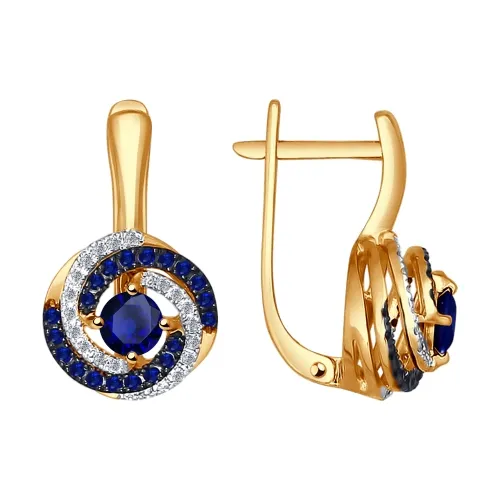 Cercei din aur roșu cu Diamant, Safir