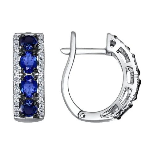 Cercei din aur alb cu Diamant, Safir