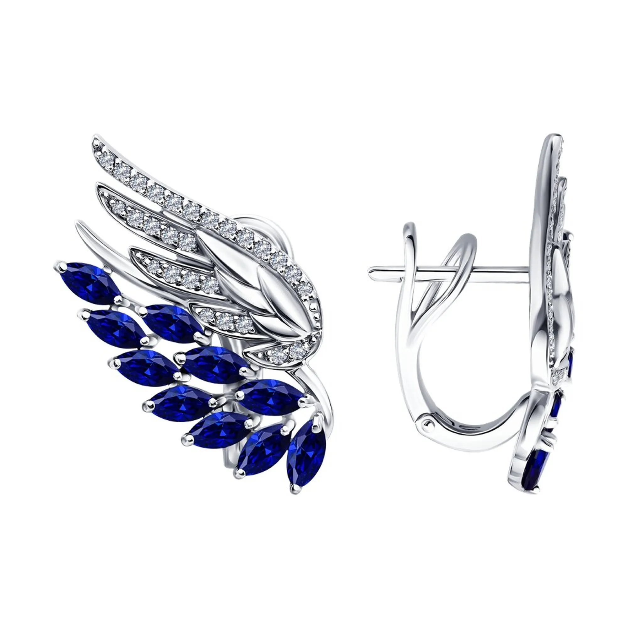 Cercei din aur alb cu Diamant, Safir
