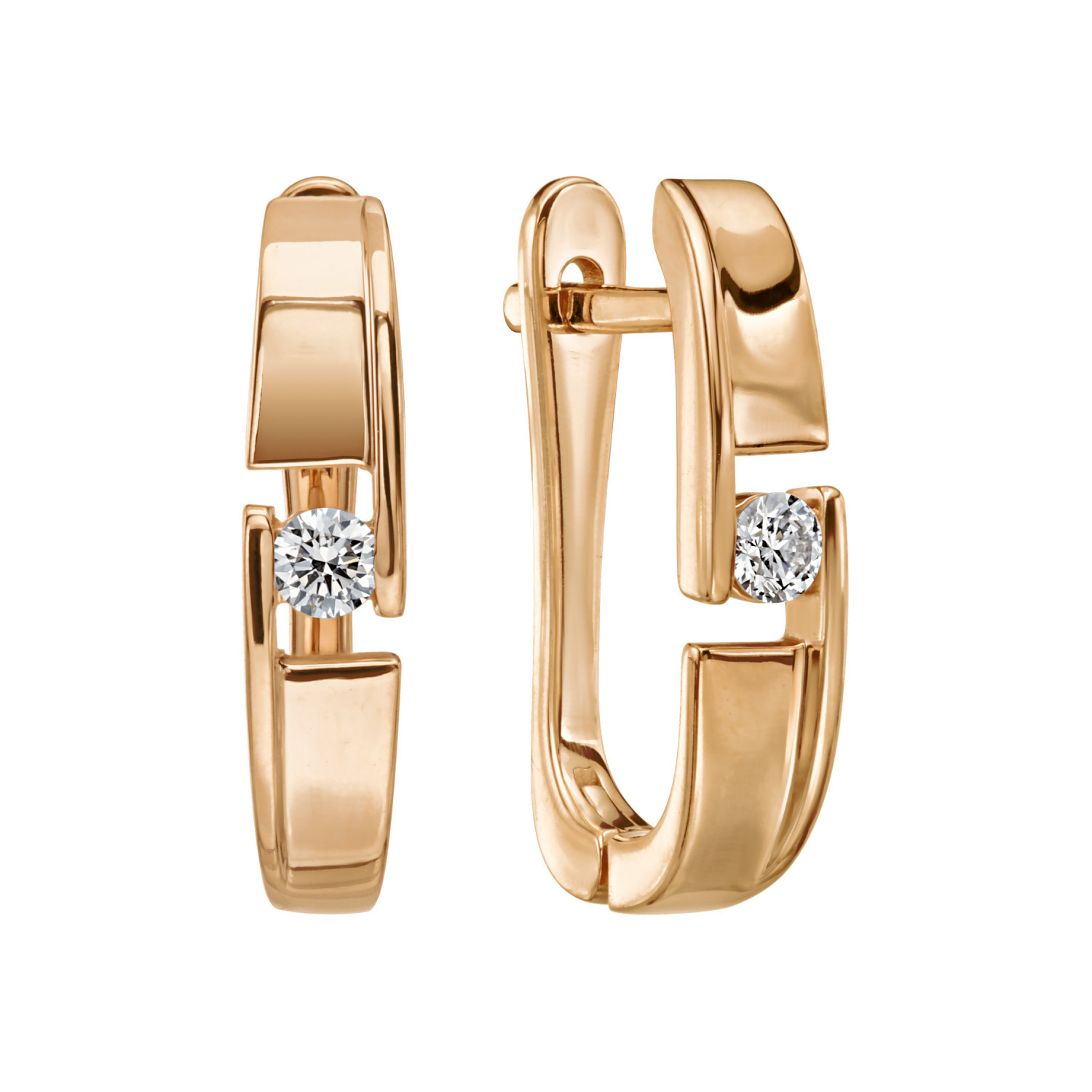 Серьги из красного золота с камнями Бриллиант