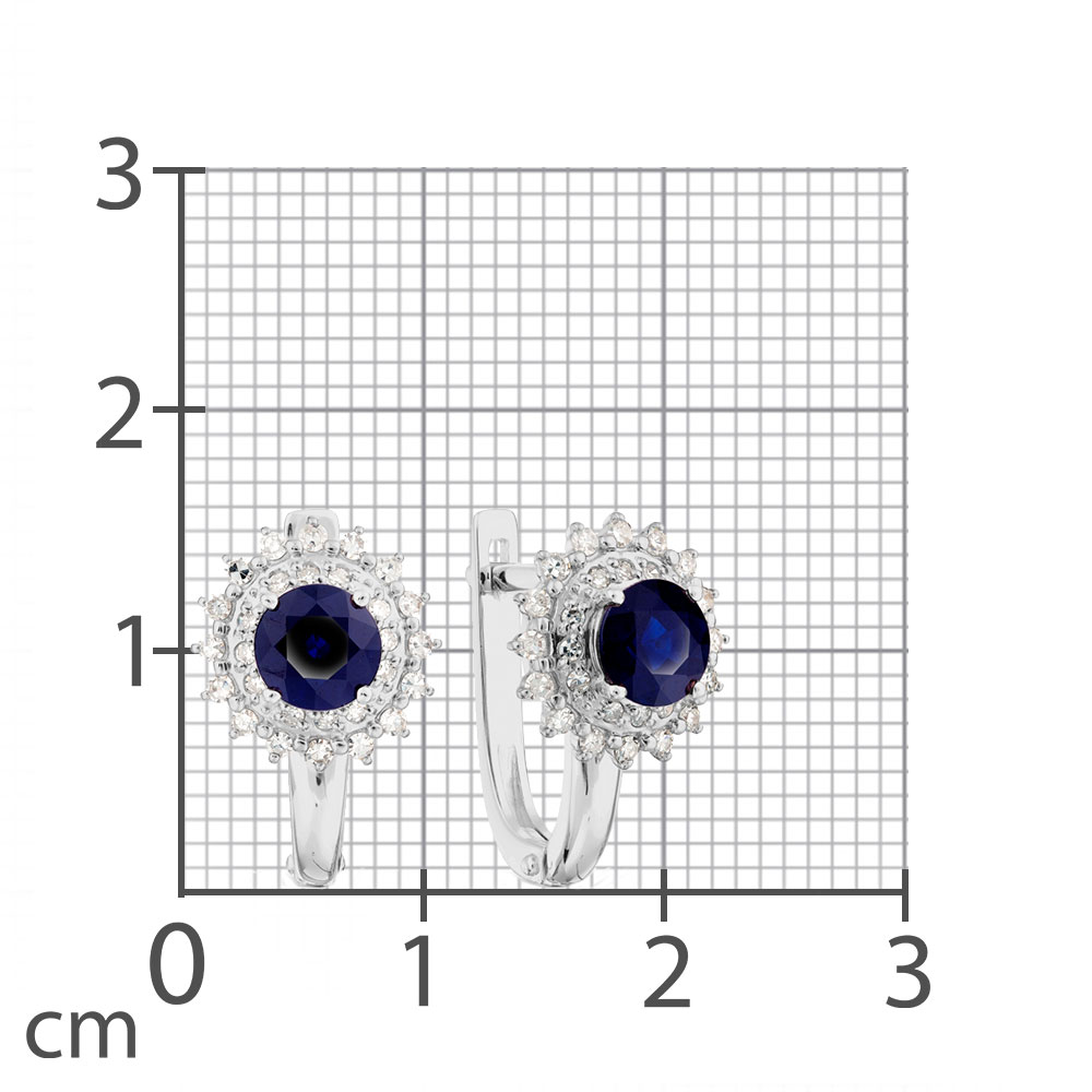 Cercei din aur alb cu pietre Diamant, Safir