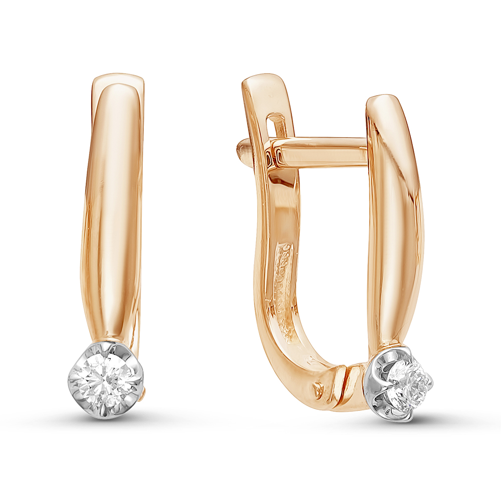 Серьги из красного золота с камнями Бриллиант