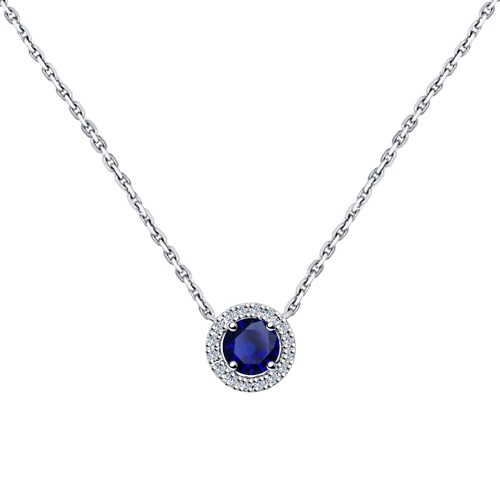 Colier din aur alb cu pietre Diamant, Safir