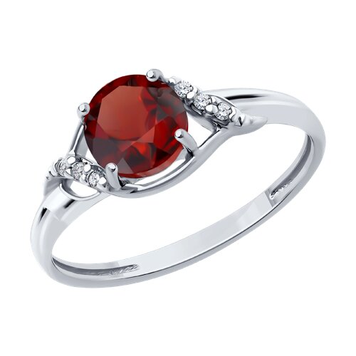 Кольцо из серебра с камнями Фианит, Гранат