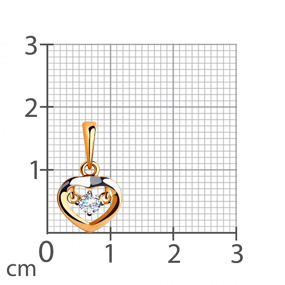 Pandantiv din aur roșu cu pietre Cubic Zirconia Incolor