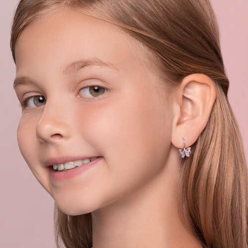 Cercei p-u copii din argint  cu pietre Cubic Zirconia Colorat