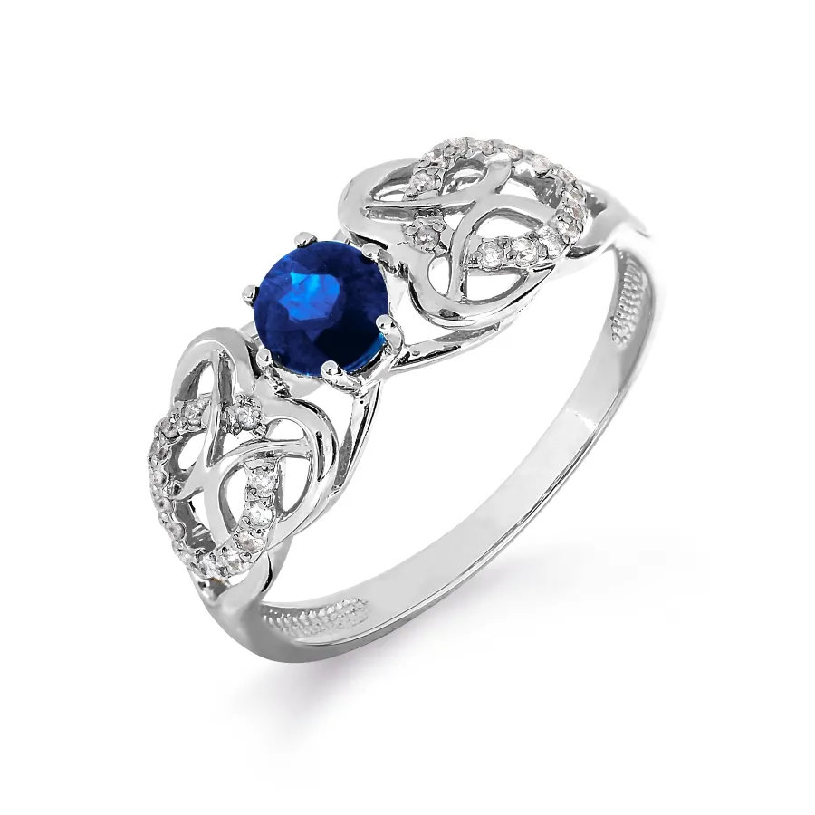 Inel din aur alb cu Diamant, Safir