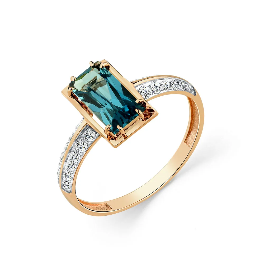 Inel din aur roșu cu Cubic Zirconia Incolor, Topaz London