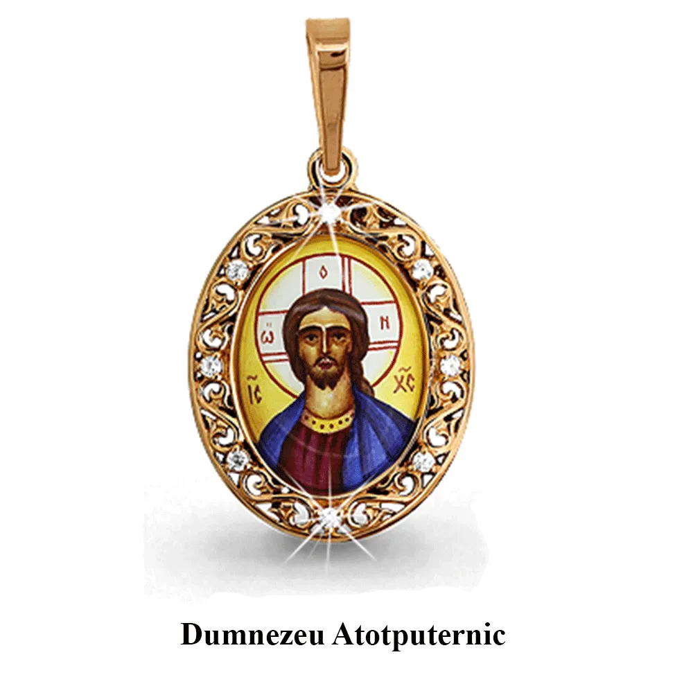 Iconiță din aur roșu cu Cubic Zirconia Incolor