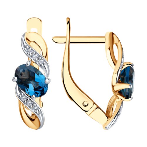 Серьги из красного золота с камнями Бриллиант, Топаз London