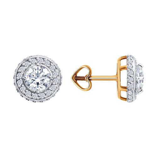 Cercei Pusete din aur roșu cu pietre Cubic Zirconia Incolor