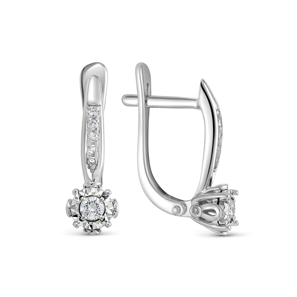 Cercei din aur alb cu pietre Diamant