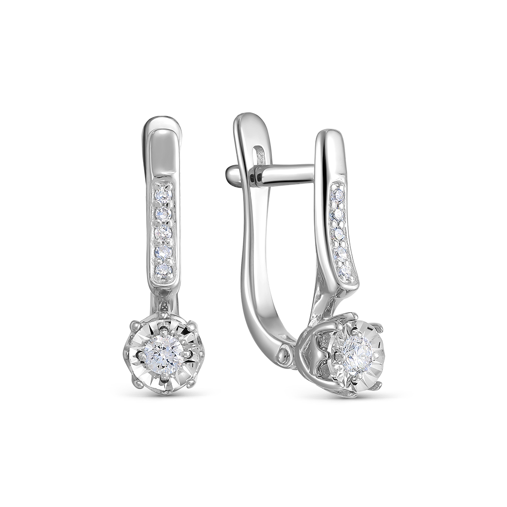 Серьги из белого золота с камнями Бриллиант