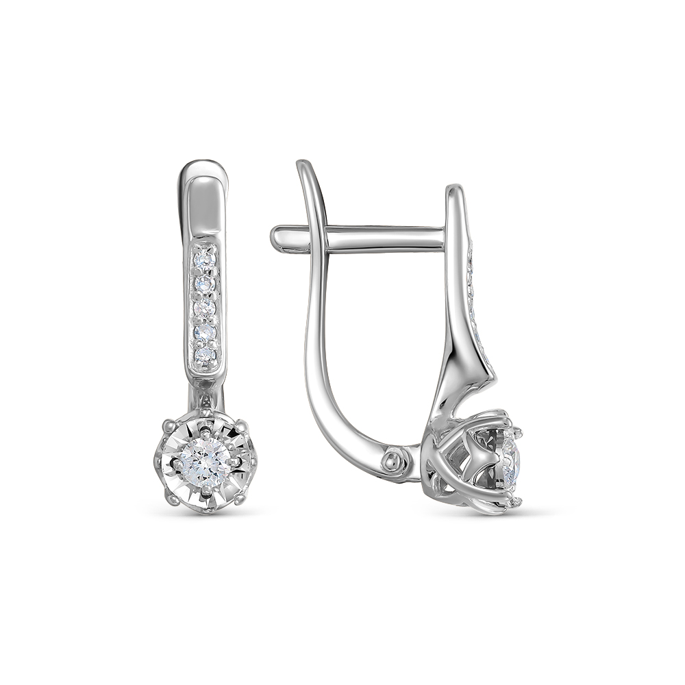 Серьги из белого золота с камнями Бриллиант