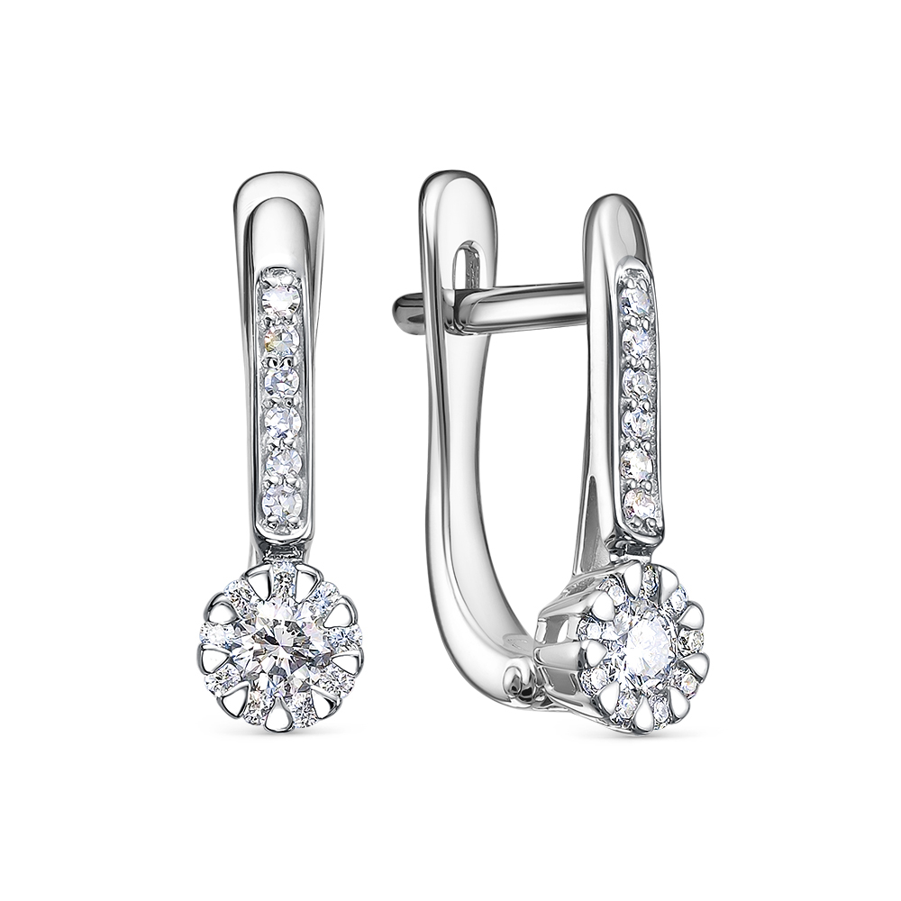 Серьги из белого золота с камнями Бриллиант