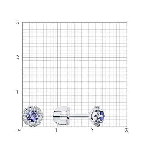 Cercei Pusete din aur alb cu Diamant, Tanzanit