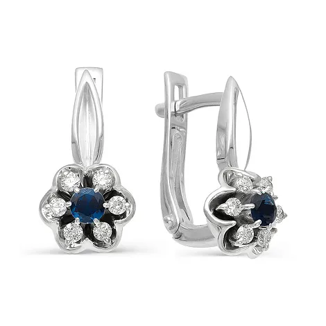 Cercei din aur alb cu Diamant, Safir