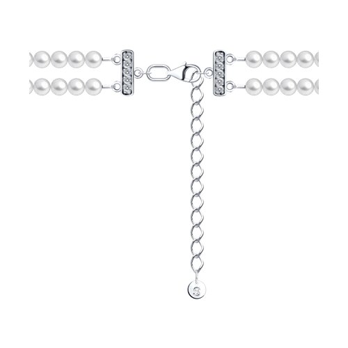 Colier din argint  cu pietre Cubic Zirconia Incolor, Perla Imit. și Corindon