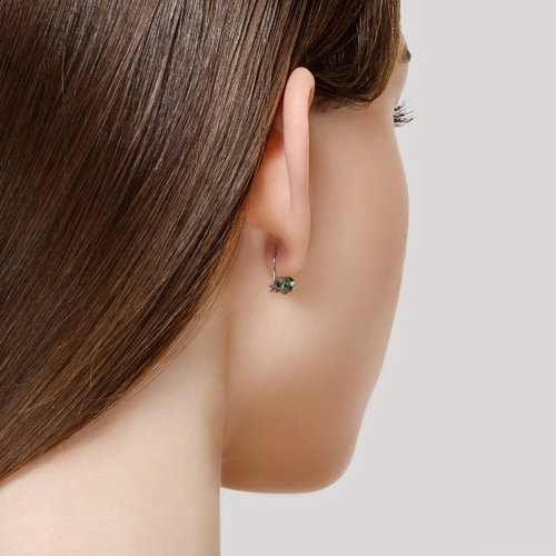 Cercei p-u copii din argint  cu pietre Cubic Zirconia Verde