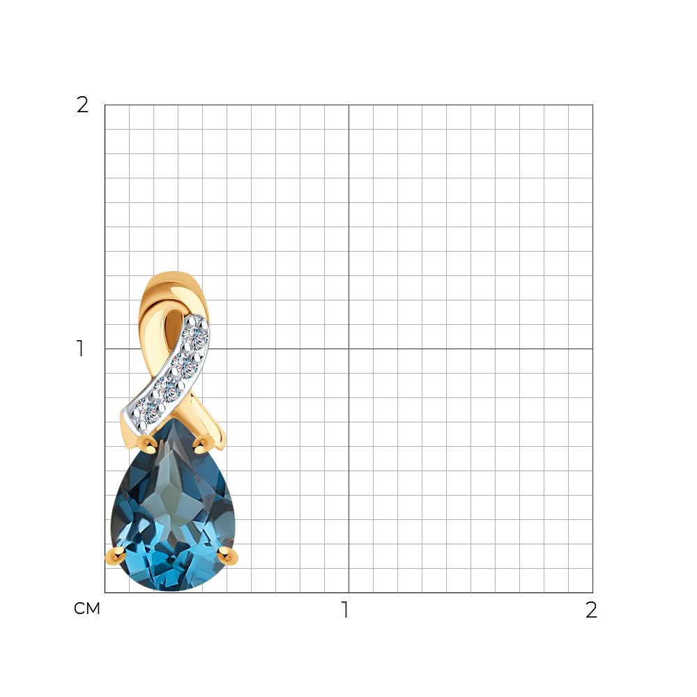 Pandantiv din aur roșu cu pietre Cubic zirconia, Topaz London