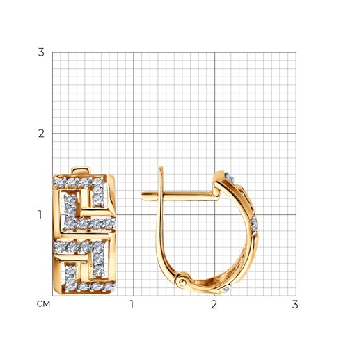 Серьги из красного золота с камнями Фианит